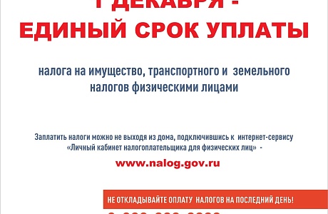 Управление Федеральной налоговой службы по Пензенской области информирует: уплатить имущественные налоги необходимо не позднее 1 декабря 2022 года