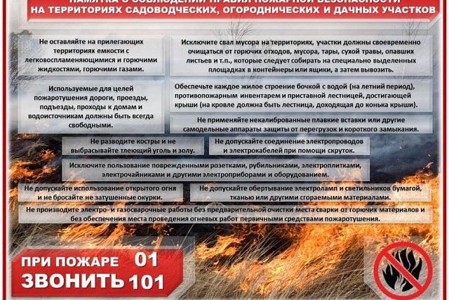 Соблюдение правил пожарной безопасности на территории садоводческих, огороднических и дачных участков Соблюдение правил пожарной безопасности на территории садоводческих, огороднических и дачных участков