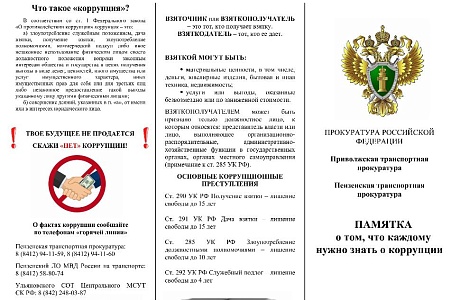 Памятка о том, что каждому нужно знать о корупции Памятка о том, что каждому нужно знать о корупции