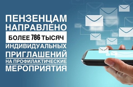 ПЕНЗЕНЦАМ НАПРАВЛЕНО БОЛЕЕ 786 ТЫСЯЧ ИНДИВИДУАЛЬНЫХ ПРИГЛАШЕНИЙ НА ПРОФИЛАКТИЧЕСКИЕ МЕРОПРИЯТИЯ ПЕНЗЕНЦАМ НАПРАВЛЕНО БОЛЕЕ 786 ТЫСЯЧ ИНДИВИДУАЛЬНЫХ ПРИГЛАШЕНИЙ НА ПРОФИЛАКТИЧЕСКИЕ МЕРОПРИЯТИЯ