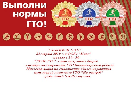 В Камешкирском районе отметят 5-летие со дня подписания Указа о внедрении ВФСК ГТО В Камешкирском районе отметят 5-летие со дня подписания Указа о внедрении ВФСК ГТО