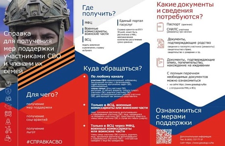 Справка для получения мер поддержки участниками СВО и членами их семей